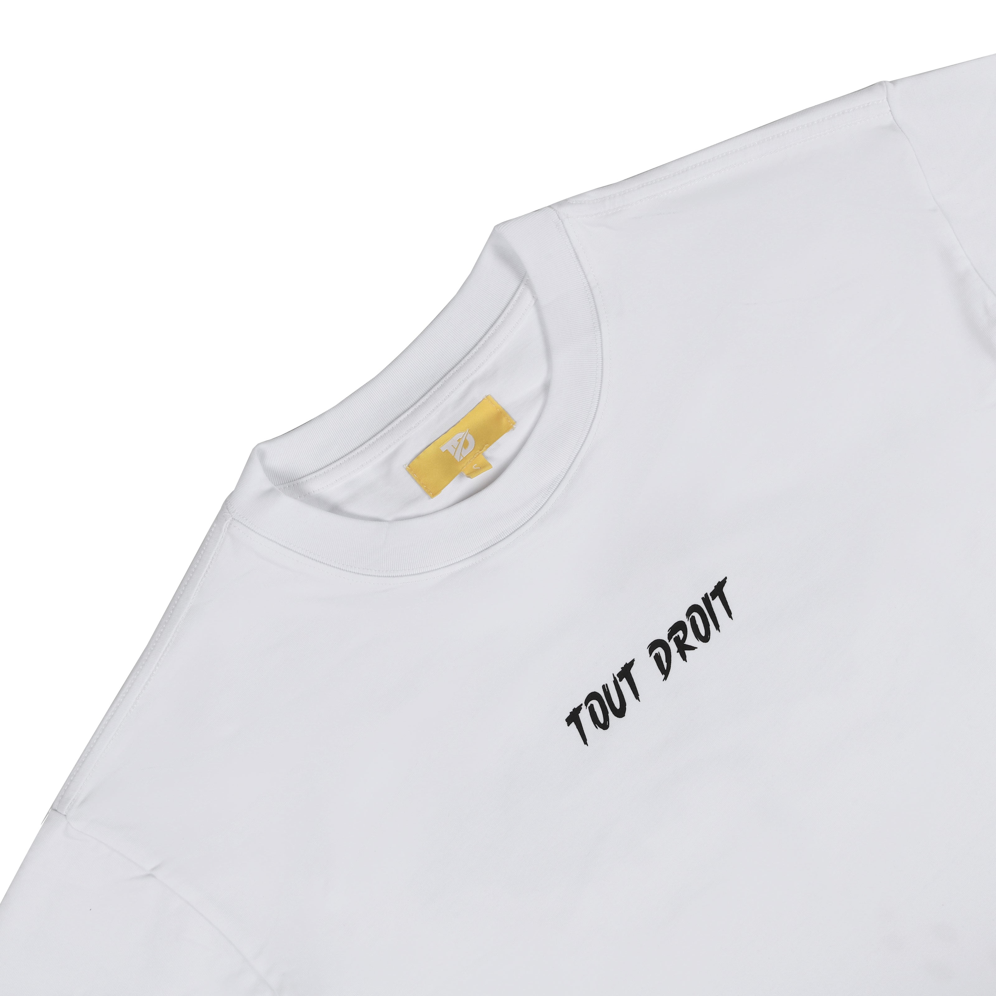 Details zoomer du col du T-Shirt  blanc de la collection ORIGINE Tout Droit