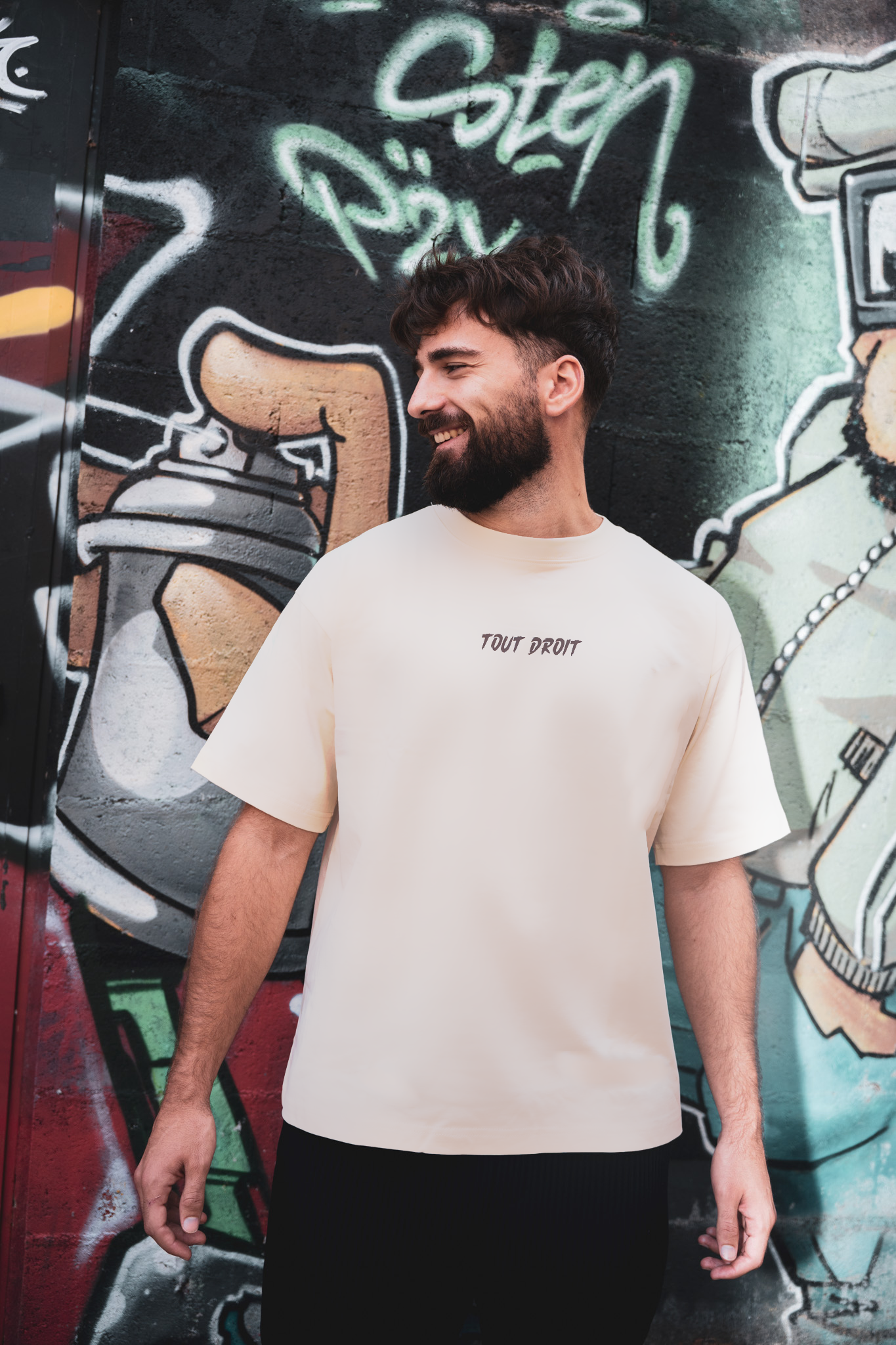 T-shirt "TOUT DROIT" BEIGE